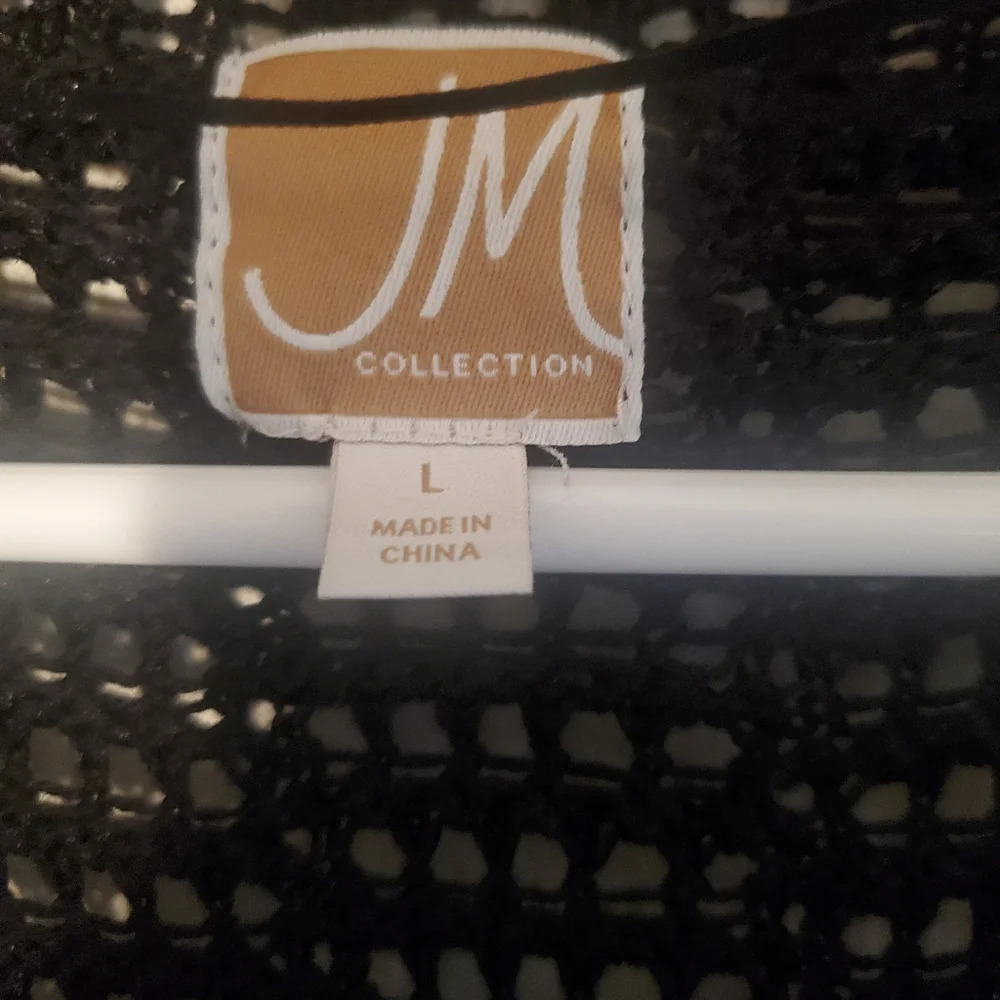 JM Collection crochet cardigan, 3/4 sleeves, size large - Picture 4 of 5